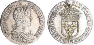 Louis XIV (1643-1715) - ½ écu à la mèche longue - 1647 F (Angers)