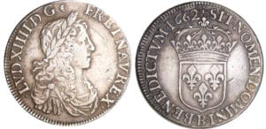Louis XIV (1643-1715) - ½ d'écu au buste juvénile, 1er type - 1662 B (Rouen)