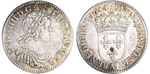 Louis XIV (1643-1715) - 1/12 d’écu à la mèche courte - 1644 A (Paris), Point