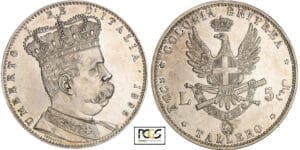 Italie - Savoie colonie d'Eritrée - Umberto I (1878-1900) - 5 lire ou Tallero 1896 (Rome)