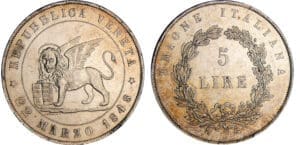 Italie - Venise - 5 lire 1848