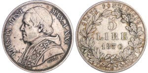 Italie - Vatican - Pie IX (1866-1870) - Scudo 1870 XXV (Rome)