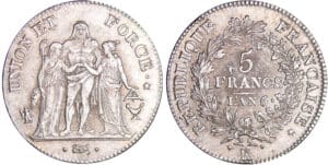 Consulat (1799-1804) - 5 francs Hercule union et force An 6 K (Bordeaux)