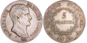 Bonaparte premier consul (1799-1804) - 5 francs An 12 A (Paris)