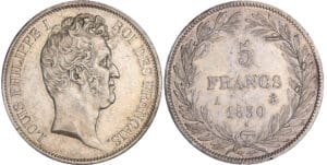 Louis-Philippe Ier (1830-1848) - 5 francs tête nue tranche en relief 1830 A (Paris)