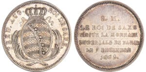 Napoléon 1er (1804-1814) - Module de la 2 francs monnaie de visite de Frédéric-Auguste de Saxe 1809