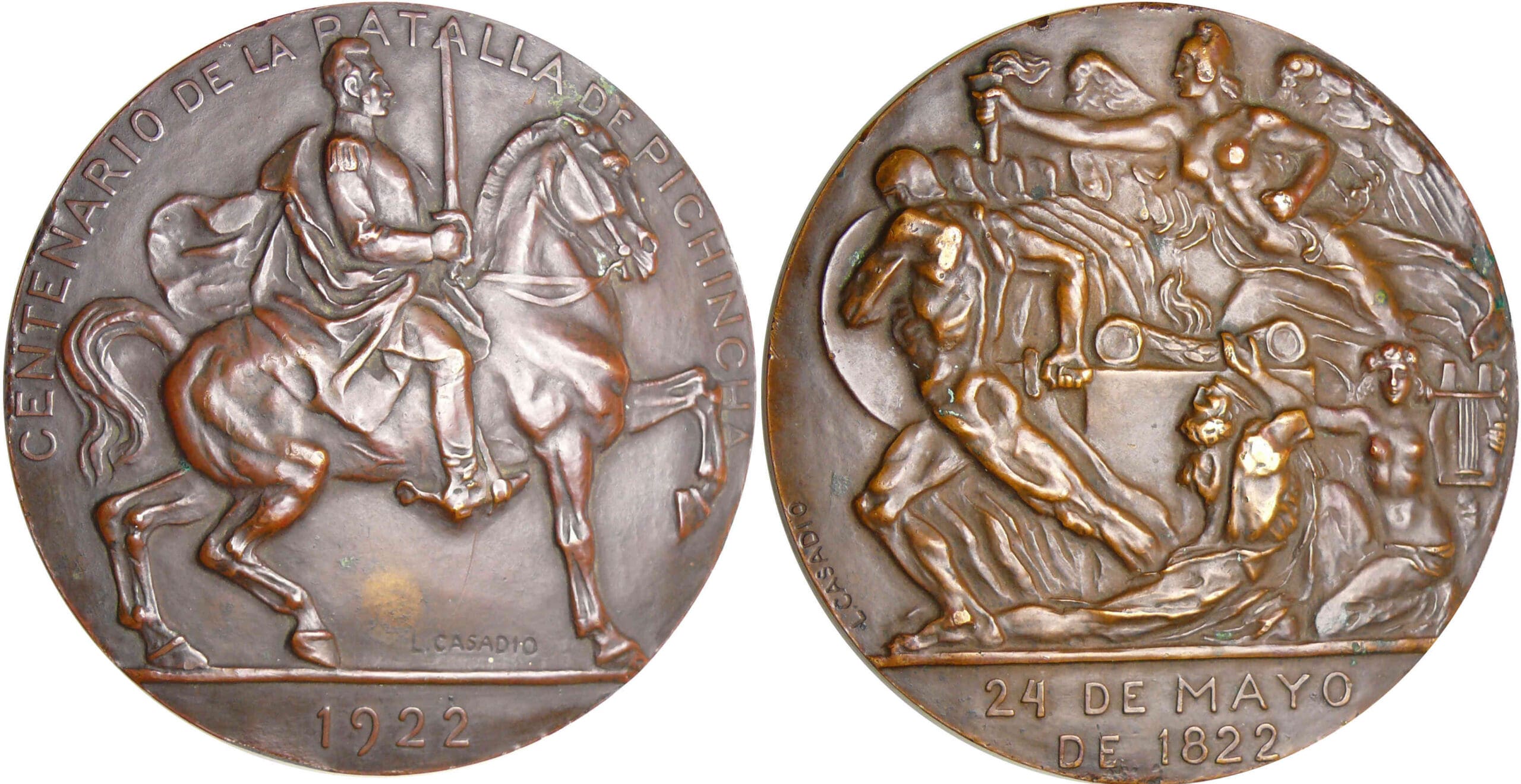 Equateur - Médaille - Centenaire de la bataille de la Pichincha 1922 Equateur - Médaille - Centenaire de la bataille de la Pichincha 1922