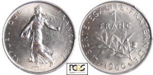 Cinquième république (1959- ) - 1 franc Semeuse 1960 (petit 0)