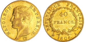 Napoléon 1er (1804-1814) - 40 francs calendrier grégorien 1806 A (Paris)