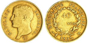 Napoléon 1er (1804-1814) - type transitoire - 40 francs tête nue 1807 M (Toulouse)