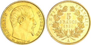 Napoléon III (1852-1870) - 5 francs petit module 1854 A (Paris) tranche lisse