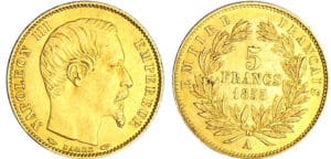 Napoléon III (1852-1870) - 5 francs petit module 1855 A (Paris) tranche striée