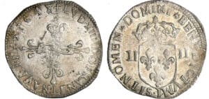Louis XIV (1643-1715) - ¼ d'écu, frappe au marteau, avers côté croix - 1648 I (Limoges)