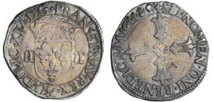 Louis XIV (1643-1715) - ¼ d'écu, frappe au marteau, croix fleuronnée pour Aix - 1644