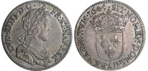 Louis XIV (1643-1715) - ¼ écu à la mèche courte - 1645 A (Paris)
