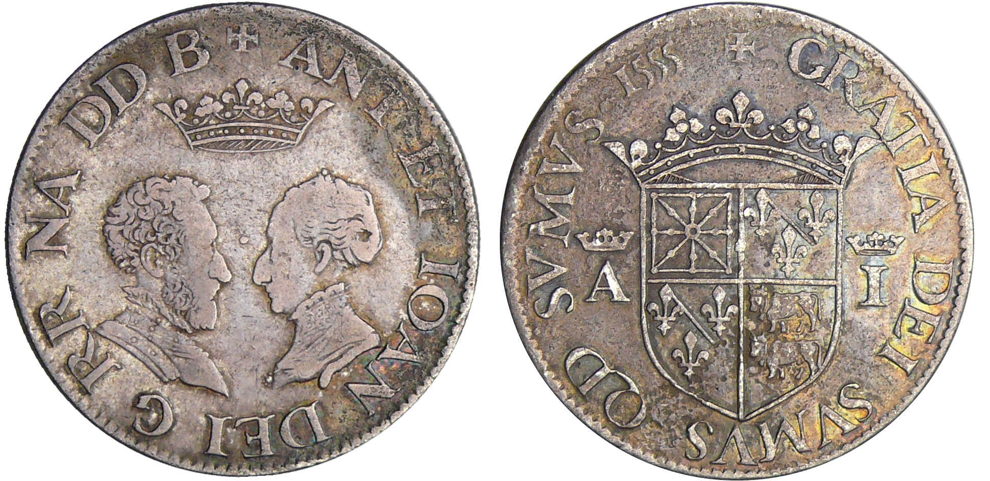 Navarre - Antoine et Jeanne - Teston 1555 Navarre - Antoine et Jeanne - Teston 1555