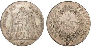 5 francs Hercule union et force An 6 Q (Perpignan)