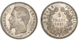 1 franc Napoléon III tête nue 1857 A (Paris)