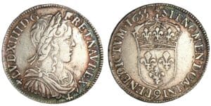 Louis XIV (1643-1715) - 1/2 écu à la mèche longue 1655 9 (Rennes)