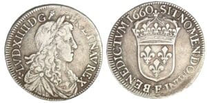 Louis XIV - Demi-écu au buste juvénile 1er poinçoin 1660 F (Angers)