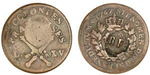 Guadeloupe - Sol des colonies françaises surfrappé "RF" 1767 surfrappé en 1793