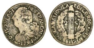 Saint-Domingue (Haïti) - 2 sous - Imitation de la 2 sols constitutionnelle 1791