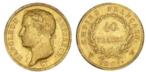 40 francs Napoléon revers Empire 1809 W (Lille)
