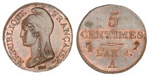 5 centimes Dupré petit module An 4 A (Paris)