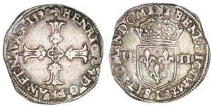 Henri IV - Quart d'écu croix feuillue 1590 L (Bayonne)