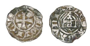 Baronnie de Vaud - Louis 1er de Savoie-Vaud - Denier au temple (Nyon)