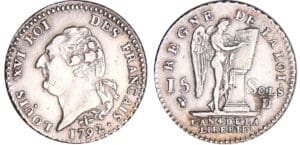 Constitution (1791-1792) - 15 sols type FRANCAIS 1792 D (Lyon) 2ème sem