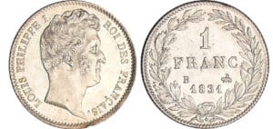 Louis-Philippe Ier (1830-1848) - 1 franc tête nue 1831 B (Rouen)