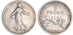 Troisième république (1871-1940) - 1 franc Semeuse 1898 flan mat