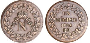 Napoléon 1er (1804-1814) - Un décime Napoléon 1er Blocus de Strasbourg 1814 BB