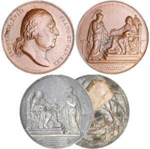 Louis XVIII - Médaille - La chartre octroyée au roi 1814 + matrice en etain du revers