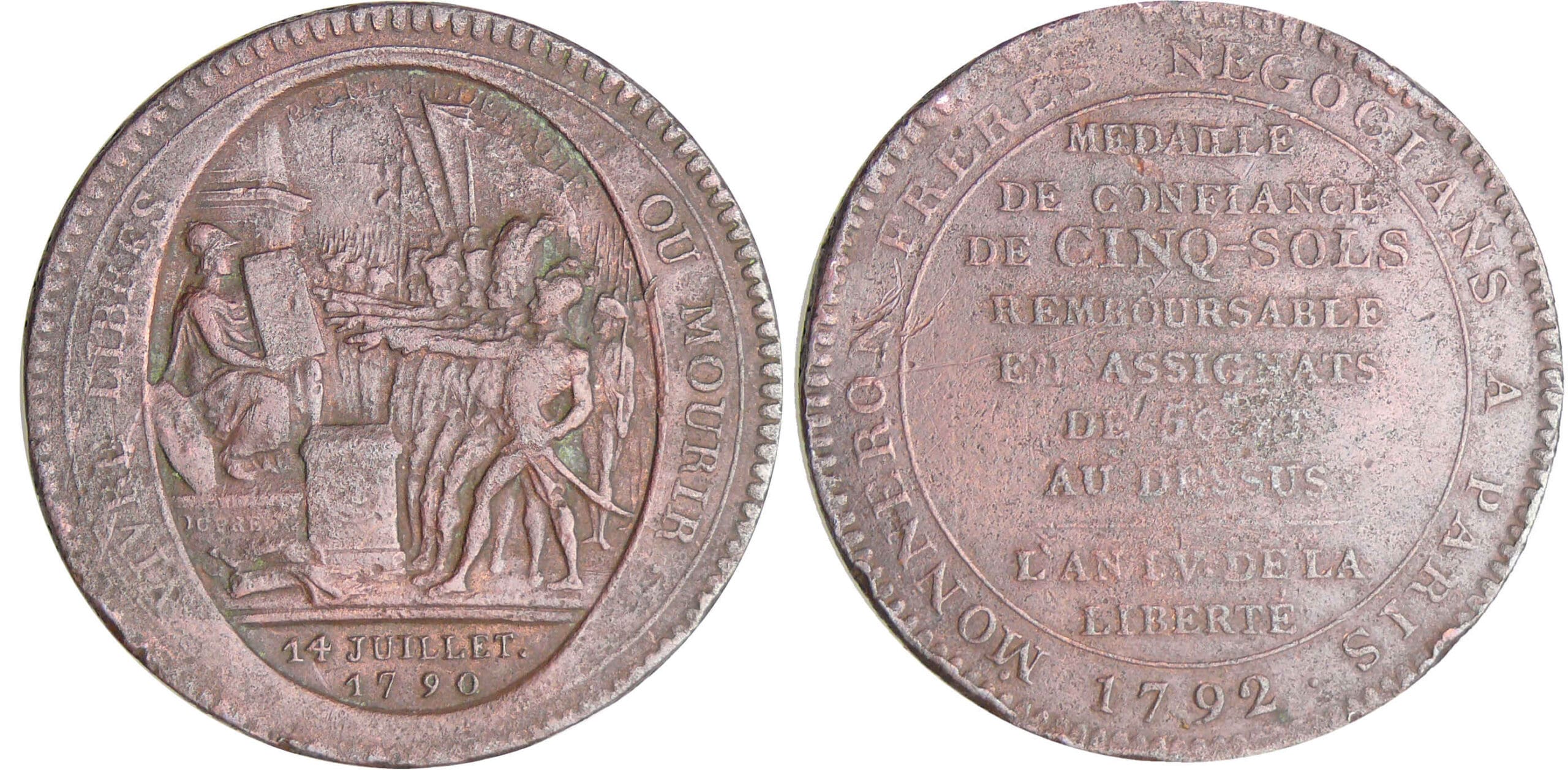 Constitution (1791-1792) - Monneron de 5 sols - 1792 - AN IV Constitution (1791-1792) - Monneron de 5 sols - 1792 - AN IV