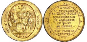 Constitution (1791-1792) - Monneron de 5 sols - 1792 - AN IV flan doré