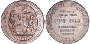 Constitution (1791-1792) - Monneron de 5 sols - 1792 flan bruni