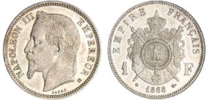 Napoléon III (1852-1870) - 1 franc tête laurée 1868 BB (Strasbourg)