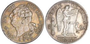 Constitution (1791-1792) - Ecu de 6 livres type FRANCOIS 1792 A (Paris) 1er sem