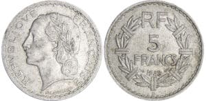 Quatrième république (1947-1959) - 5 francs Lavrillier aluminium 1948 B