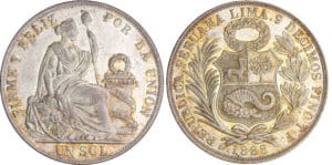 Pérou - 1 sol 1888 TF (Santiago)