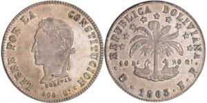 Bolivie - 8 soles 1863 PTS FP