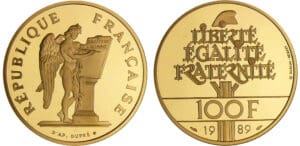 Cinquième république (1959- ) - 100 francs Droits de l'Homme 1989 or