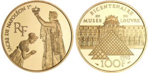 Bi-centenaire du Louvre - Sacre de Napoléon 1er - 100 francs 1993 or