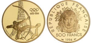 France - 100ème anniversaire des JO - Archer - 500 francs 1994 or