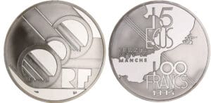 Cinquième république (1959- ) - 100 francs Tunnel sous la Manche 1994 argent