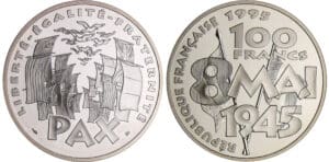 Cinquième république (1959- ) - 100 francs 8 mai 1945 1995 argent