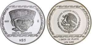 Mexique - Collection aztec - 5 pesos 1993