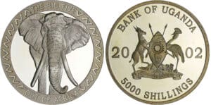 Ouganda - Eléphant - 5000 shillings 2002